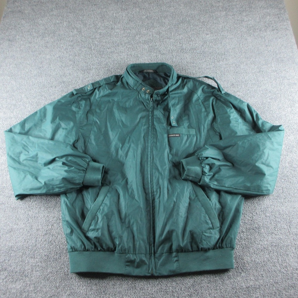 Members Only Jacket Mens LT Green Microfiber Bomber Stand Collar Lined Full Zip